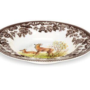 Spode Woodland Soup Plate, Horn Rimmed Deer, Set of 8